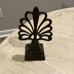 Vintage Cast Iron Letter Holder Fleur De Lis Fan Farmhouse Rustic Decor